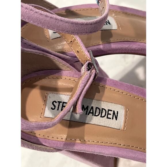 Steve Madden Women’s Carrson Leather Heeled Sandal Size 6.5 Purple Party Fairy - Picture 5 of 7